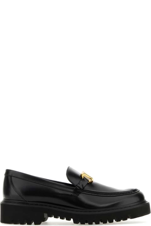 Shoes for Women Valentino Garavani Black Leather Vlogo Loafers