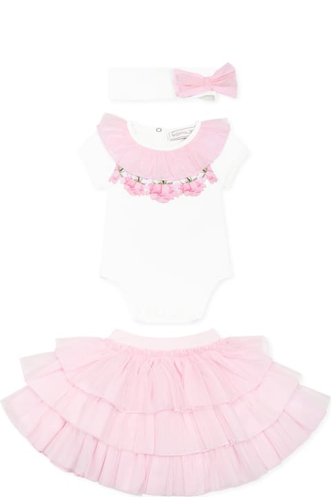Monnalisa Bodysuits & Sets for Baby Girls Monnalisa Pink Suit For Baby Girl With Roses