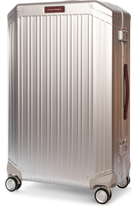 Piquadro لـ Kids Piquadro Trolley Grande 4 Ruote In Alluminio E Pelle