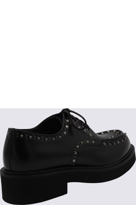 Valentino Garavani Laced Shoes for Men Valentino Garavani Black Leather Lace Up Shoes