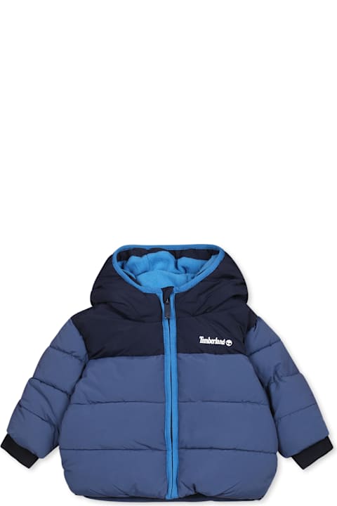 Homeware Timberland Blue Down Jacket For Baby Boy With Logo