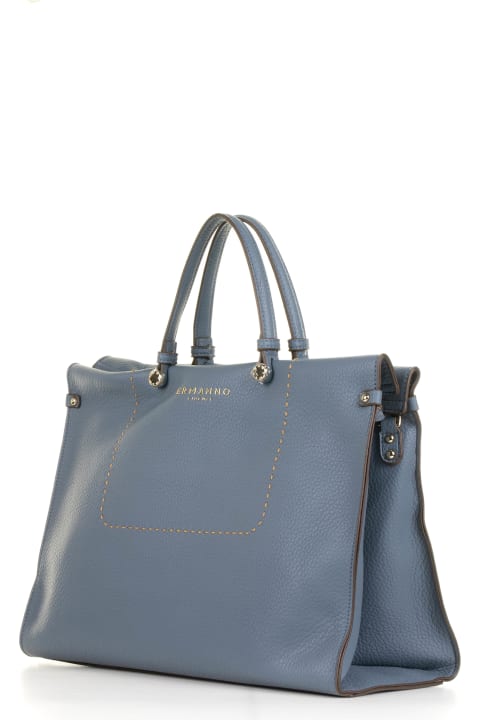 Bags for Women Ermanno Scervino Petra Light Blue Shopping Bag In Textured Eco-leather