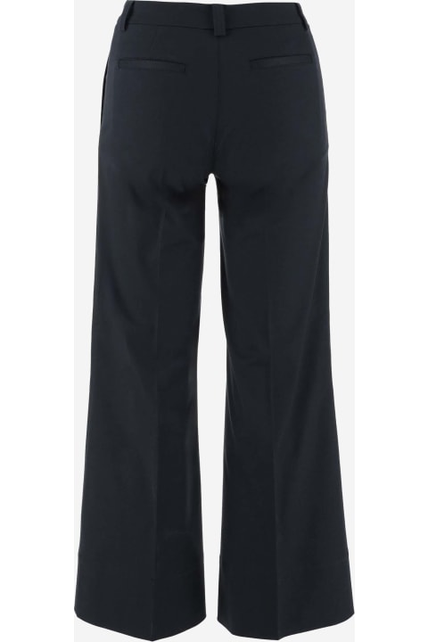 Stretch Cotton Flared Pants