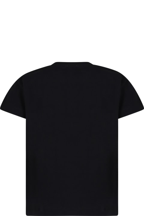ガールズ MoschinoのTシャツ＆ポロシャツ Moschino Black T-shirt For Girl With Logo And Red Heart