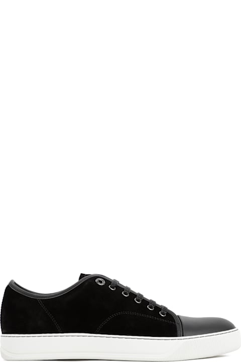 Lanvin Suede And Nappa Captoe Low To Sneakers