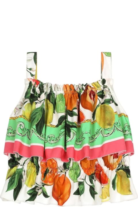 Fashion for Girls Dolce & Gabbana Sleeveless Top With Lemon And Orange Print