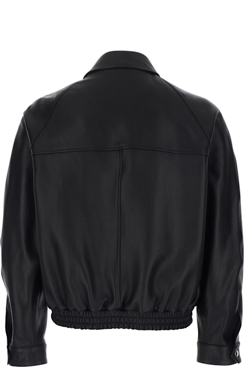 Tonywack for Women Tonywack Black Jacket With Classic Collar And Two Front Zip Pockets In Leather Man