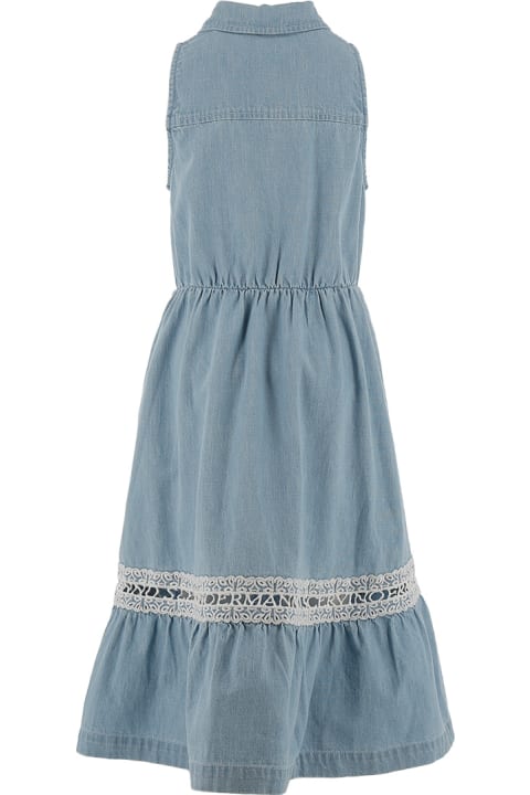 Fashion for Women Ermanno Scervino Junior Denim Sleeveless Shirt Dress With Embroidery