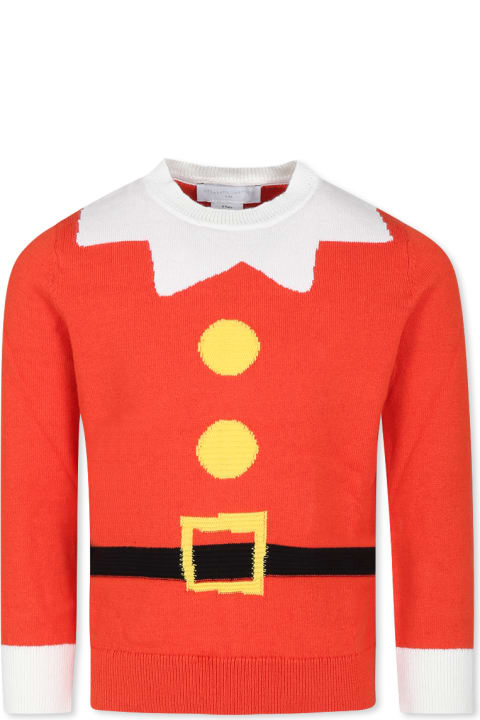 Homeware Stella McCartney Kids Red Sweater For Kids With Jacquard Belt
