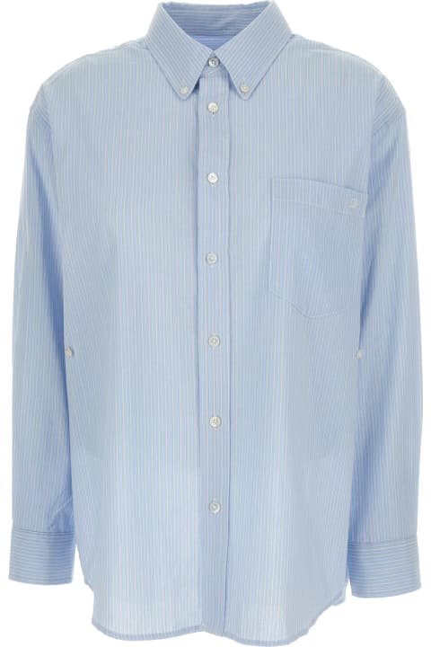 Light-blue Striped Oversize Shirt In Cotton Unisex