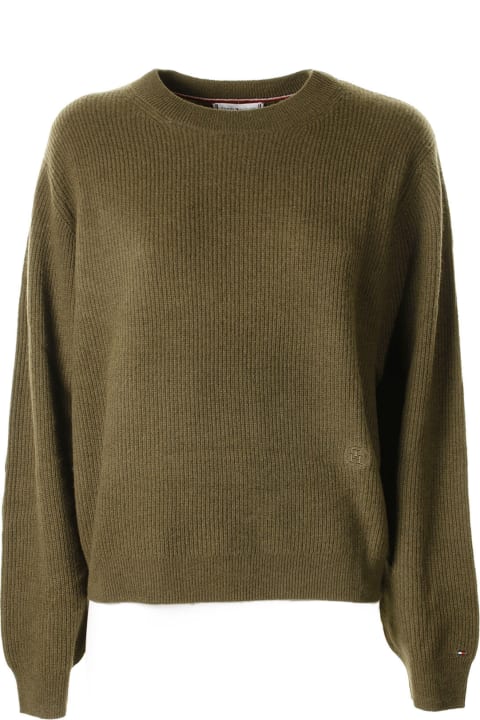 Green Crewneck Sweater With Mini Logo