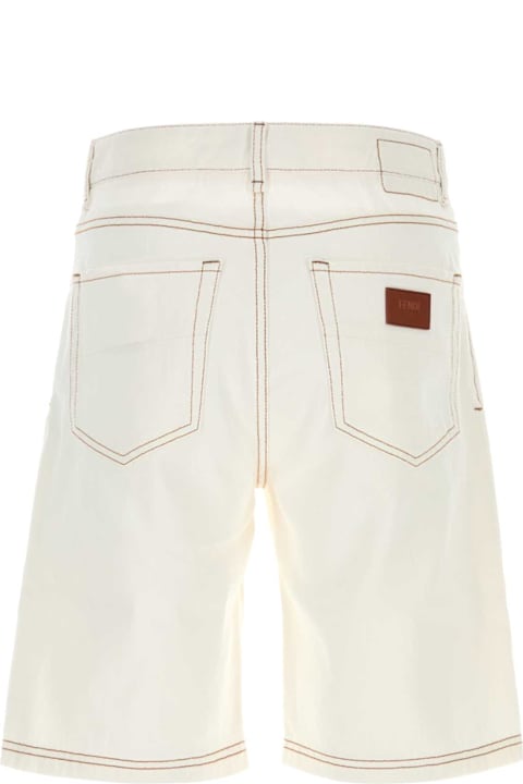 Fashion for Men Fendi White Denim Bermuda Shorts