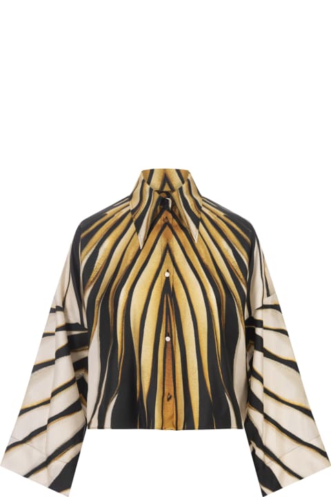 Roberto Cavalli Topwear for Women Roberto Cavalli Ray Of Gold Print Silk Shirt