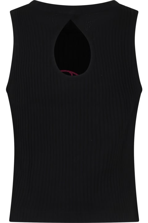 Pucci T-Shirts & Polo Shirts for Girls Pucci Black Tank Top For Girl With Logo