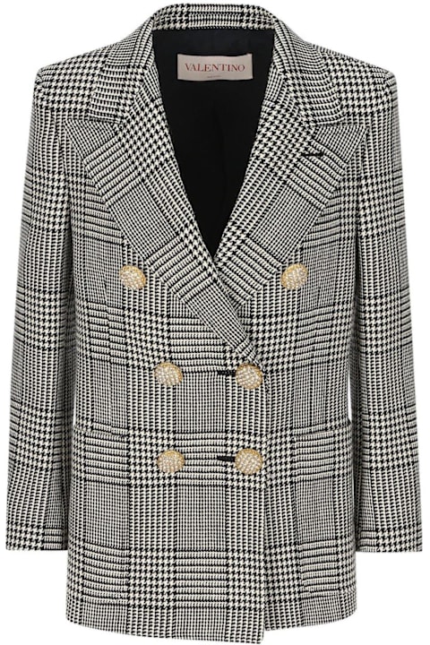 Valentino Garavani معاطف وجواكت لـ السيدات Valentino Garavani Double-breasted Checked Blazer