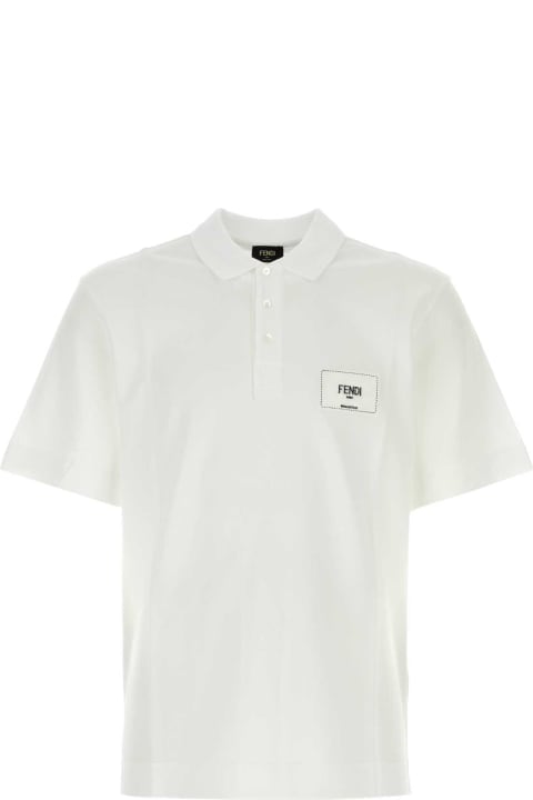 Clothing for Men Fendi White Piquet Polo Shirt