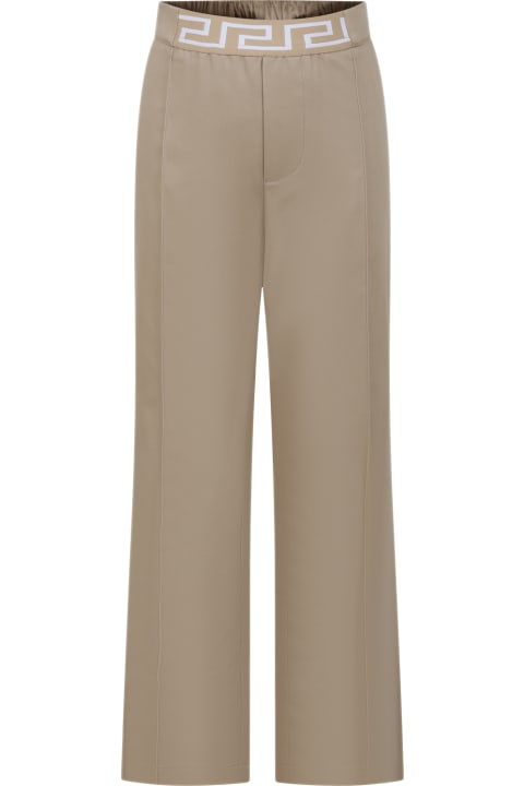 Bottoms for Boys Versace Beige Trousers For Girl With Logo