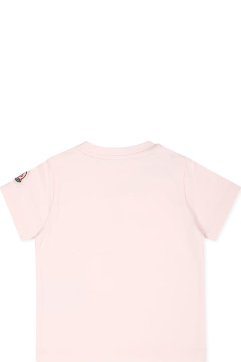 Homeware Moncler Pink T-shirt For Baby Girl With Logo