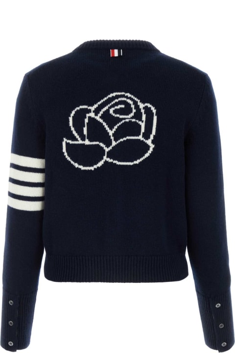 Thom Browne Sweaters for Women Thom Browne Navy Blue Wool Cardigan
