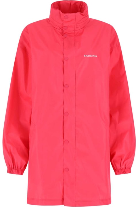 ウィメンズ Balenciagaのコート＆ジャケット Balenciaga Fluo Pink Polyester Oversize Raincoat