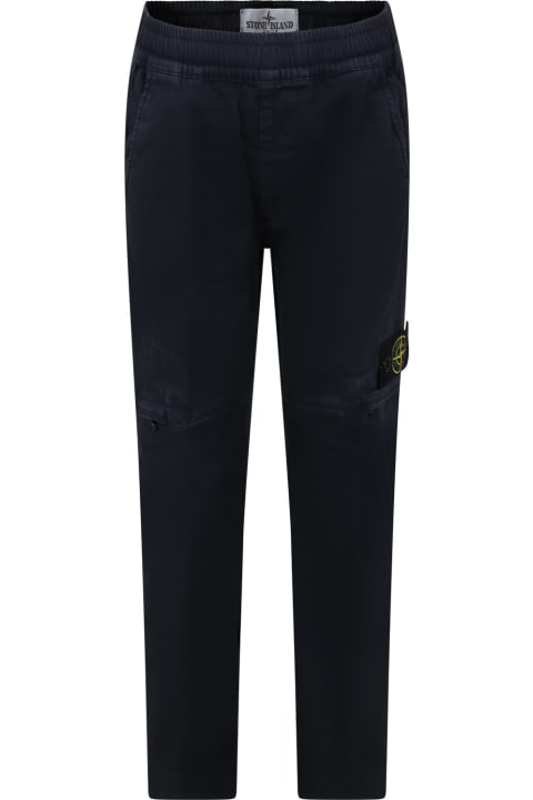 Stone Island Junior for Kids Stone Island Junior Blue Trousers For Boy With Compass