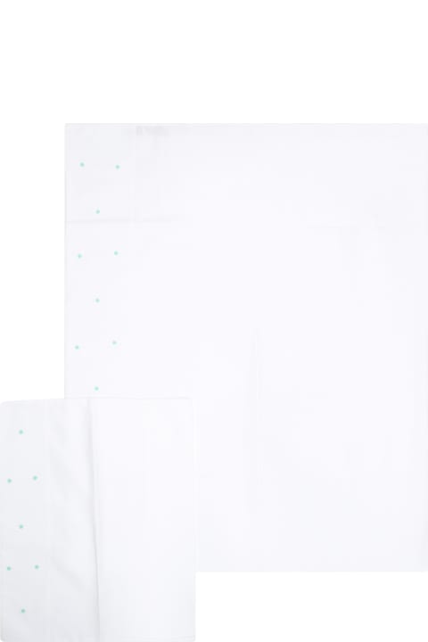 أدوات منزلية Little Bear White Sheet For Baby Kids With Green Polka Dots