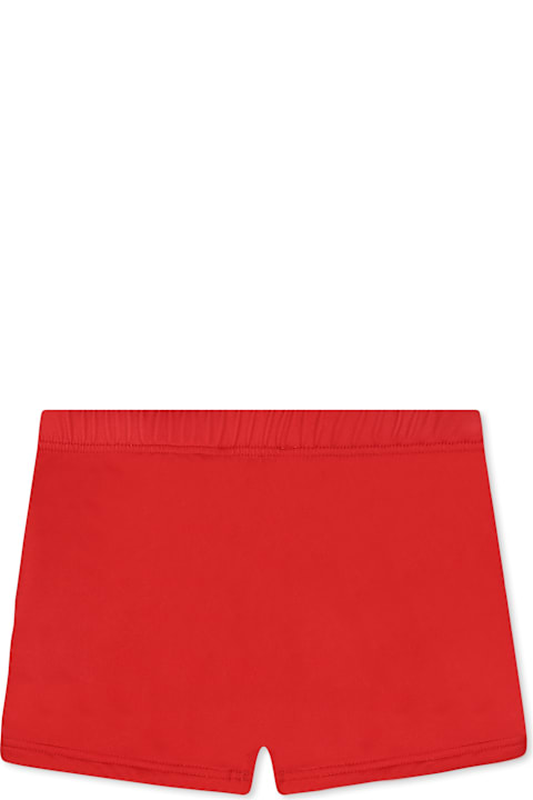Swimwear for Baby Girls Moschino Red Swimsuit For Babt Boy With Teddy Bear And Black Logo