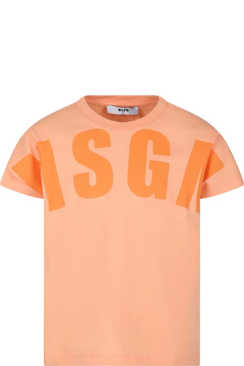 MSGM Topwear for Women MSGM Orange T-shirt For Kids With Logo