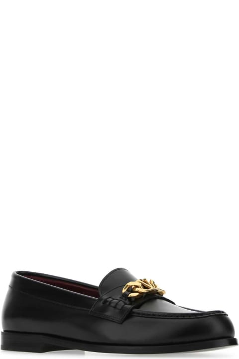 Valentino Garavani Loafers & Boat Shoes for Men Valentino Garavani Black Leather Vlogo Chain Loafers