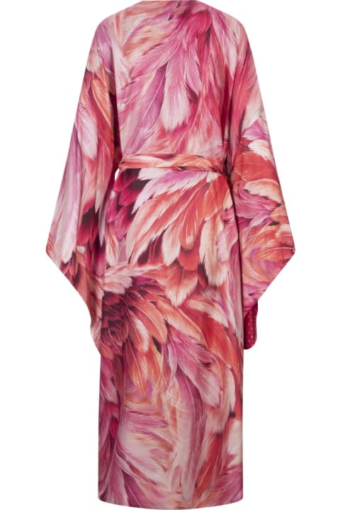ウィメンズ Roberto Cavalliのジャンプスーツ Roberto Cavalli Reversible Long Dress With Pink Plumage Print