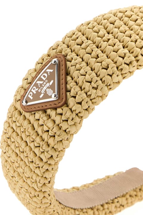 Hair Accessories for Women Prada Sand Raffia Headband