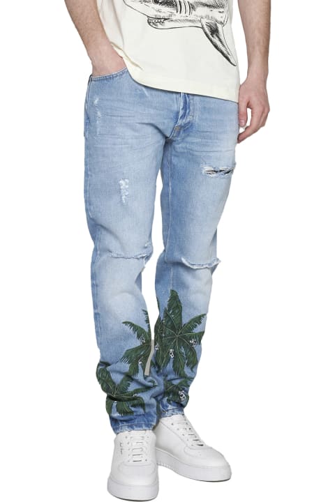 Palm Angels for Men Palm Angels Palm Tree Print Jeans