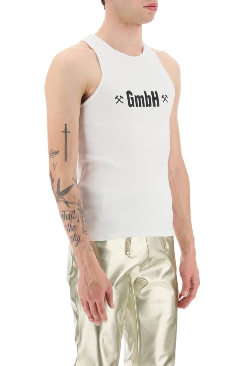 GMBH Clothing for Men GMBH Logo Print Ribbed Tank Top