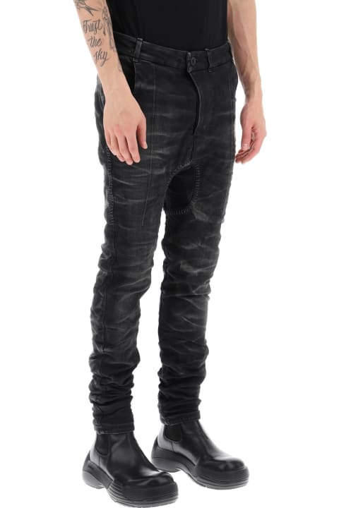 Stone Washed Jeans With Used Effect