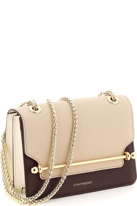 Strathberry Mini Crescent Leather Shoulder Bag, Vanilla at John