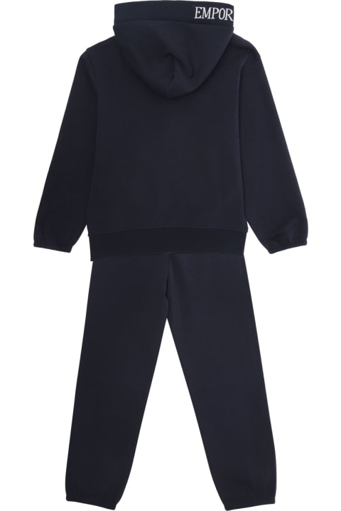 Fashion for Boys Emporio Armani Blue Tracksuit With Contrasting Logo Print In Cotton Boy