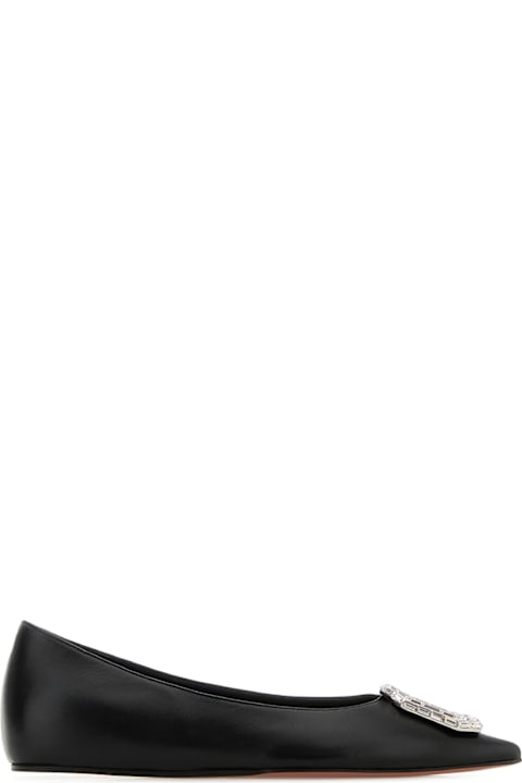 Homeware Amina Muaddi Camelia Flat Nappa Black White Buc