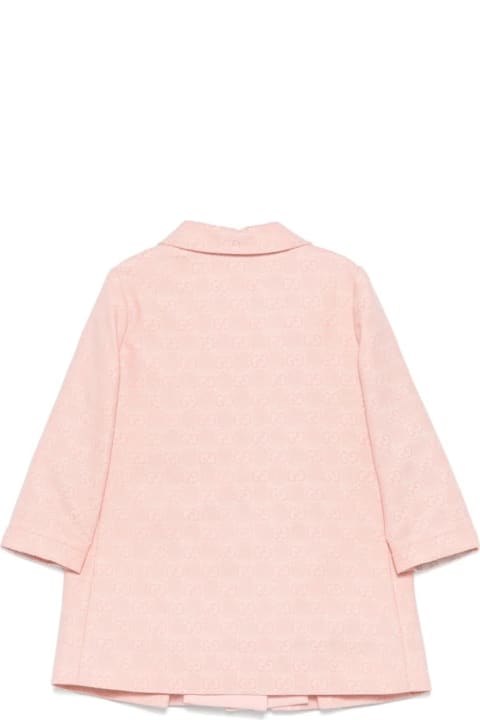 Gucci معاطف وجواكت لـ رُضع أولاد Gucci Pink And Ivory Gg Wool Flannel Coat