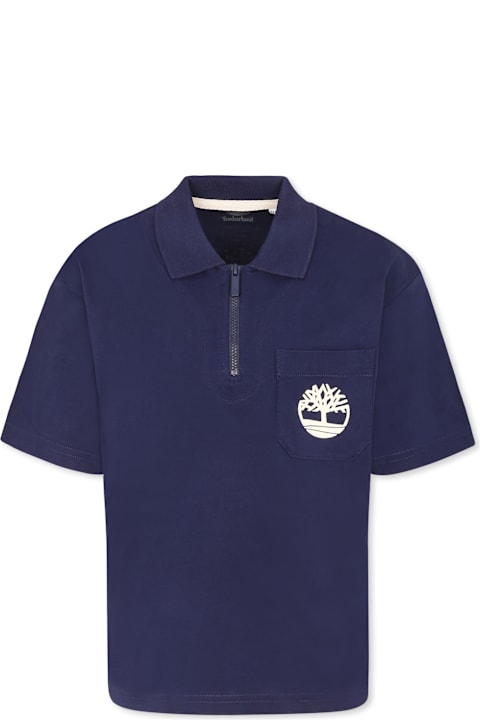 Timberland for Kids Timberland Blue Polo Shirt For Boy With Tree