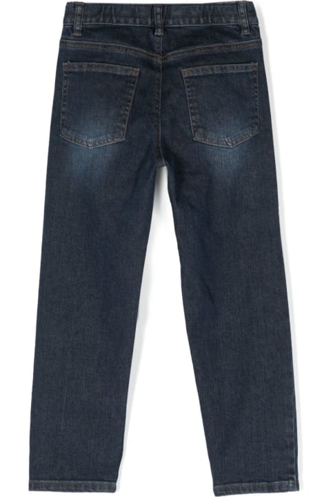 Il Gufo for Kids Il Gufo Blue Five-pocket Jeans With Logo Patch In Cotton Denim Boy