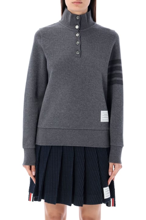 Thom Browne for Women Thom Browne Funnel Neck Pullover With Tonal Bars