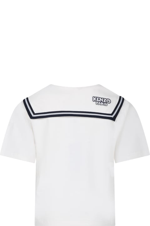 Kenzo Kids T-Shirts & Polo Shirts for Girls Kenzo Kids Ivory T-shirt For Boy With Logo Patch