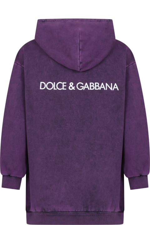 Dolce & Gabbana for Girls Dolce & Gabbana Purple Casual Dress With Logo