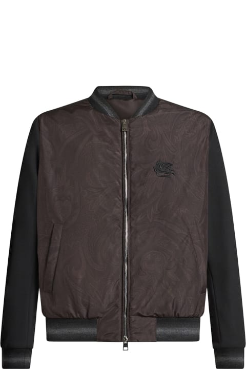 Homeware Etro Black Paisley Bomber Jacket With Logo