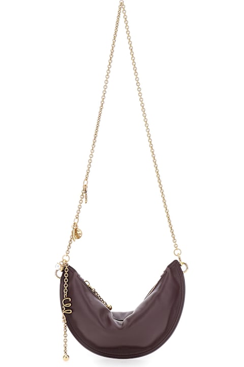 Chloé for Men Chloé Bordeaux Shoulder Bag With Chain Shoulder Strap And Half Moon Design In Leather Woman