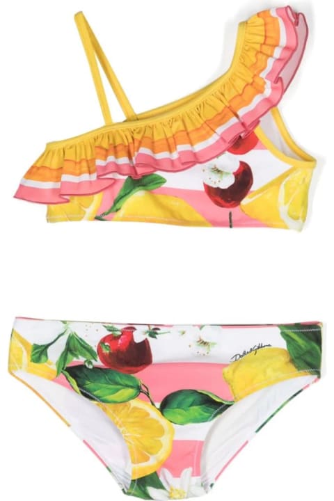 Dolce & Gabbana Sale for Kids Dolce & Gabbana Stretch Fabric Bikini With Lemon And Cherry Print