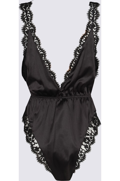 جمب سوت لـ السيدات Dolce & Gabbana Black Silk Bodysuit