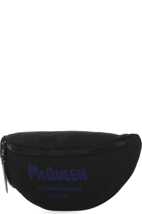 メンズ新着アイテム Alexander McQueen Black Polyester Mcqueen Graffiti Belt Bag