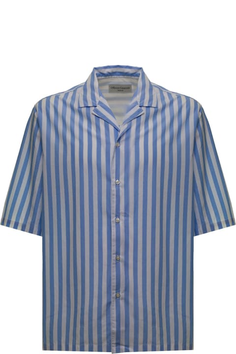 Officine Generale Man's Striped  Organic Cotton Poplin Shirt