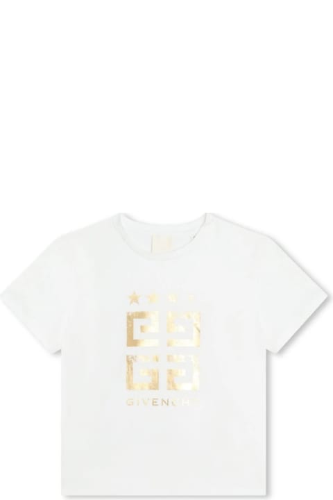Givenchy Sale for Kids Givenchy White And Gold Givenchy 4g T-shirt